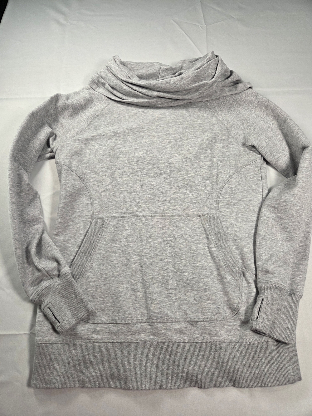 L.L. Bean Heather Light Gray Cowl Neck Sweater